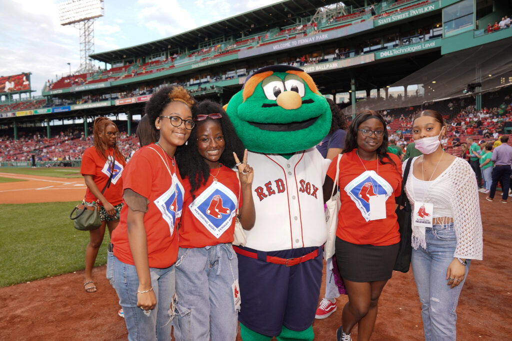 Members of MMP's Youth Leadership Council during Boston Red Sox and Houston Astros MLB game in BOSTON, MA on Monday, May 16, 2022. CREDIT/ CHRIS ADUAMA