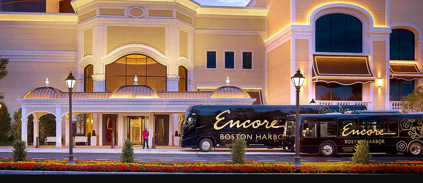 Outside of Encore Boston Harbor